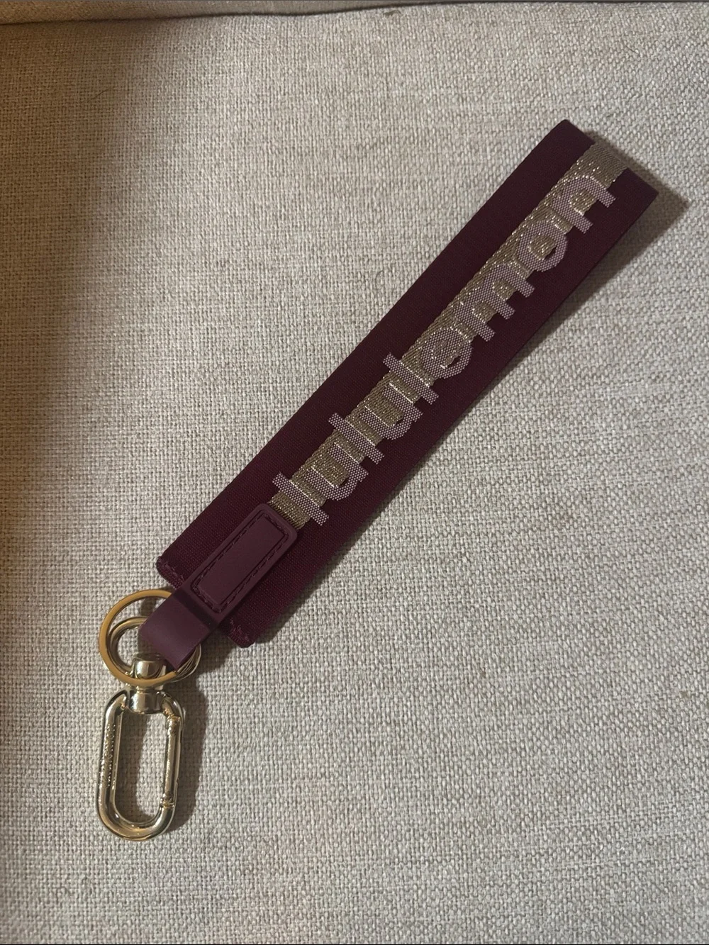 lululemon athletica Plum key Strap with Gold Hardware